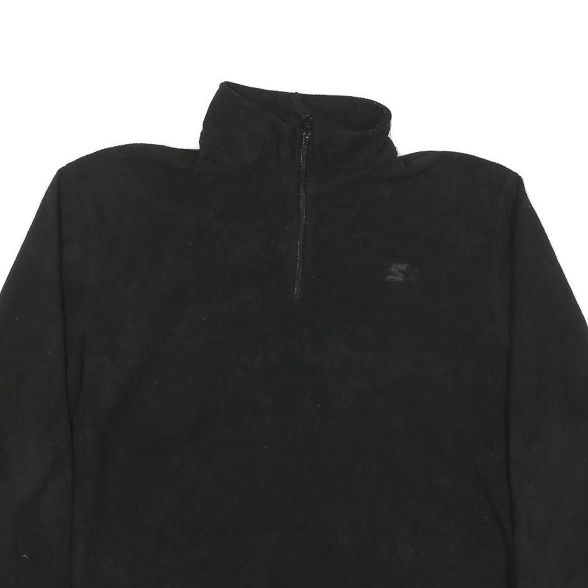 STARTER Mens Black Plain Pullover Jumper Crew Neck Polyester Blend L Sportswear