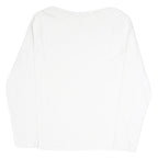MANGO Womens White Plain Long Sleeve Crew Neck T-Shirt XL Cotton Blend