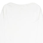 MANGO Womens White Plain Long Sleeve Crew Neck T-Shirt XL Cotton Blend
