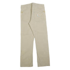 CARHARTT Mens Cotton Blend Beige Relaxed Straight Trousers W32 L32 Durable