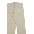 CARHARTT Mens Cotton Blend Beige Relaxed Straight Trousers W32 L32 Durable