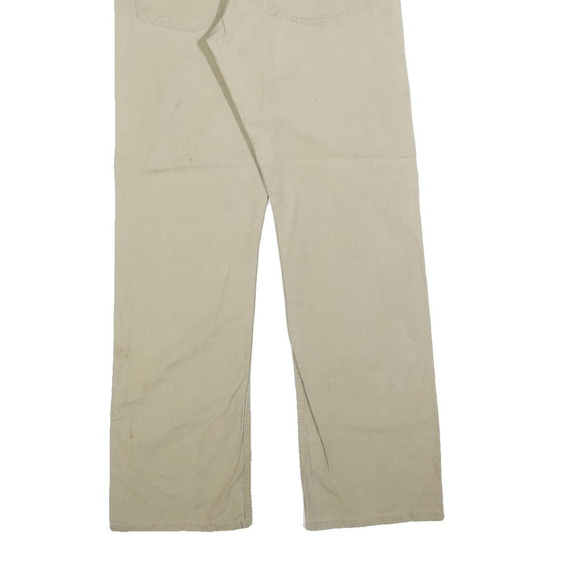 CARHARTT Mens Cotton Blend Beige Relaxed Straight Trousers W32 L32 Durable