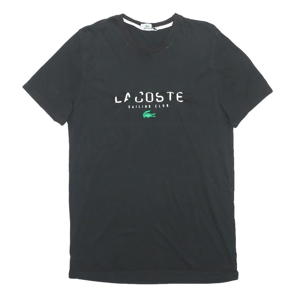 LACOSTE Mens Black Sailing Club Graphic T-Shirt M Short Sleeve Crew Neck Casual