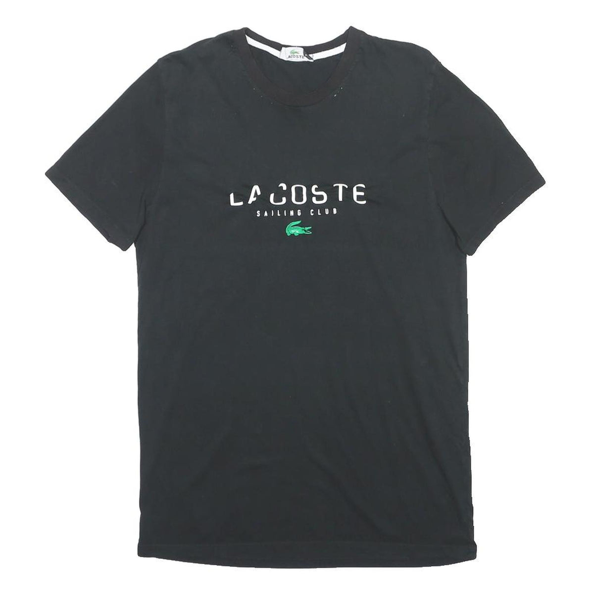 LACOSTE Mens Black Sailing Club Graphic T-Shirt M Short Sleeve Crew Neck Casual