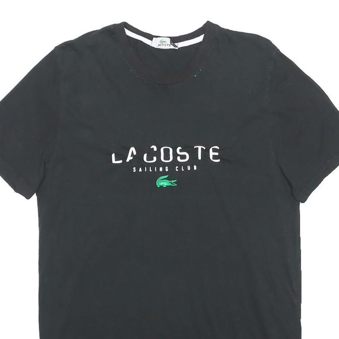 LACOSTE Mens Black Sailing Club Graphic T-Shirt M Short Sleeve Crew Neck Casual