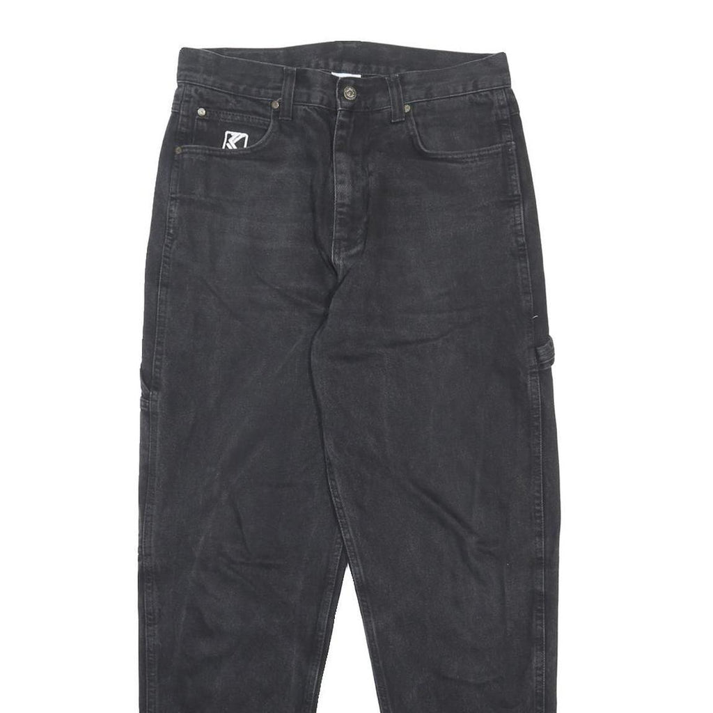 KARL KANI Womens Relaxed Black Denim Medium W31 L30 Logo Pocket Jeans