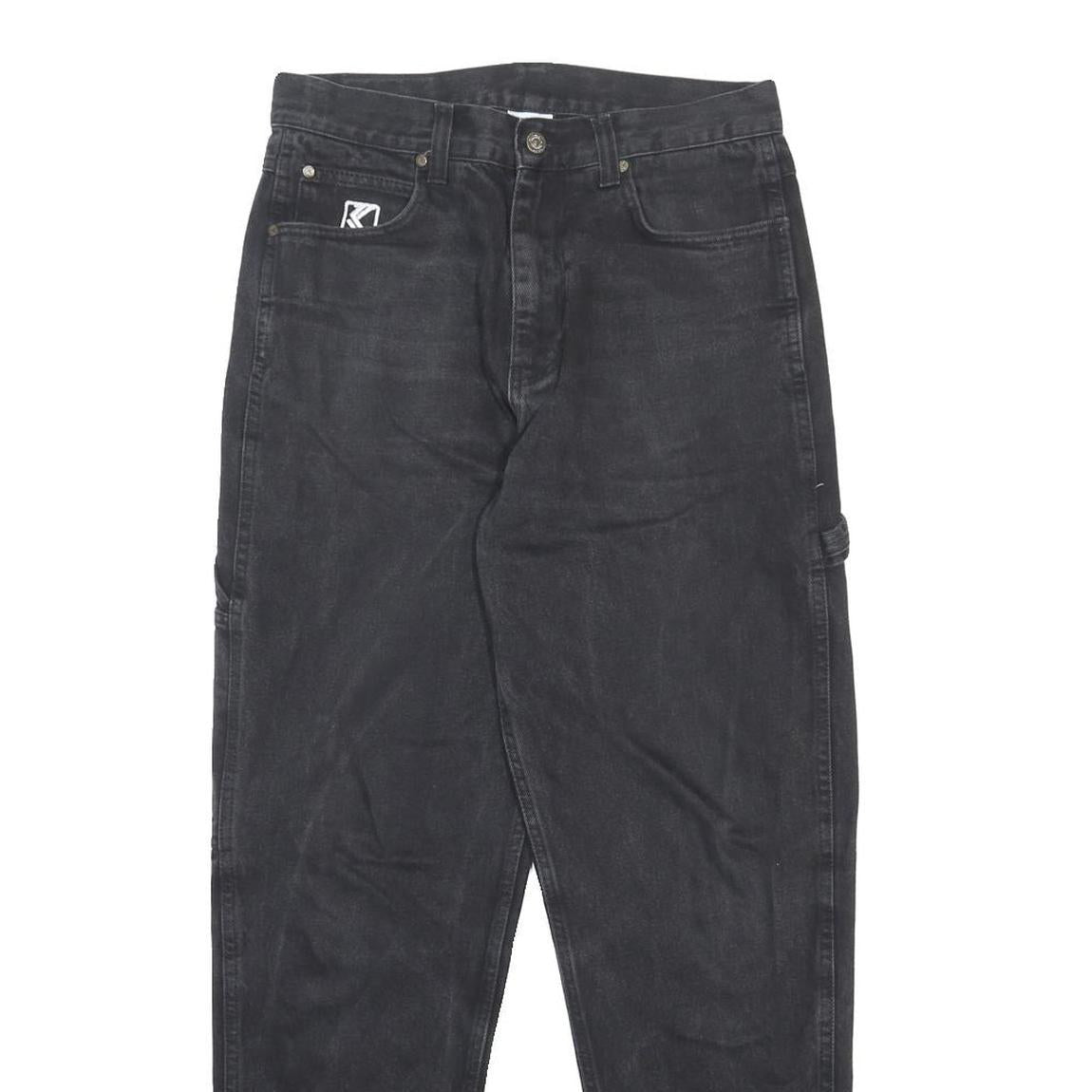 KARL KANI Womens Relaxed Black Denim Medium W31 L30 Logo Pocket Jeans