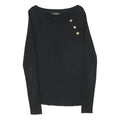 LAUREN RALPH LAUREN Womens Black Plain Cotton Blend Pullover Crew Neck Jumper S