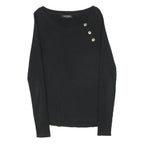 LAUREN RALPH LAUREN Womens Black Plain Cotton Blend Pullover Crew Neck Jumper S