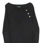 LAUREN RALPH LAUREN Womens Black Plain Cotton Blend Pullover Crew Neck Jumper S