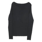 LAUREN RALPH LAUREN Womens Black Plain Cotton Blend Pullover Crew Neck Jumper S