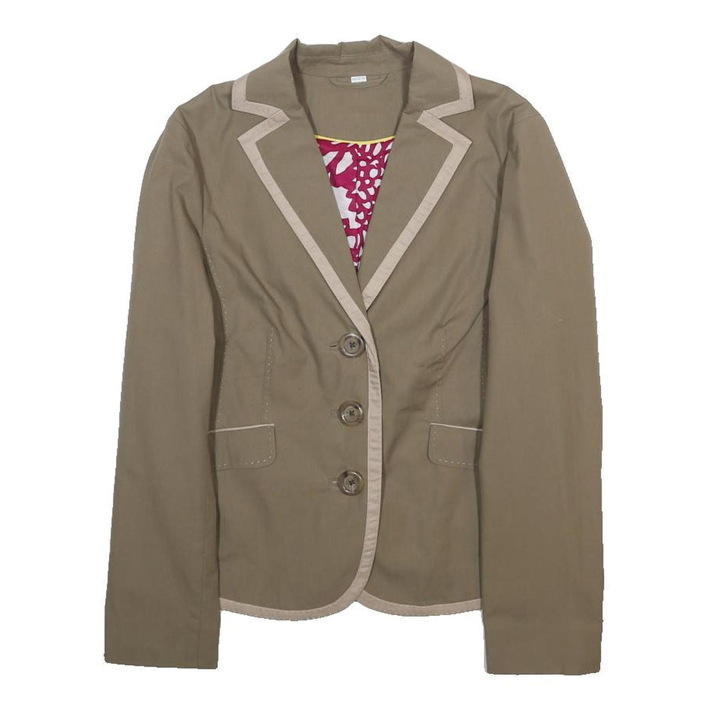 BODEN Womens Beige Cotton Button Jacket UK 12 Tailored Plain Lightweight