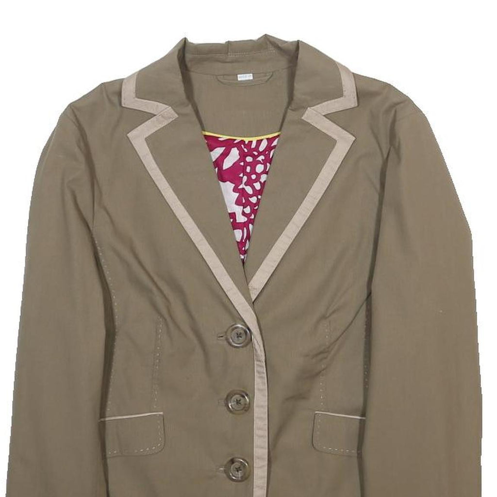 BODEN Womens Beige Cotton Button Jacket UK 12 Tailored Plain Lightweight