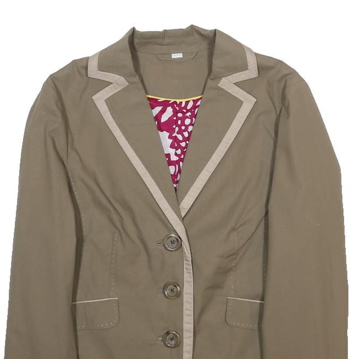 BODEN Womens Beige Cotton Button Jacket UK 12 Tailored Plain Lightweight