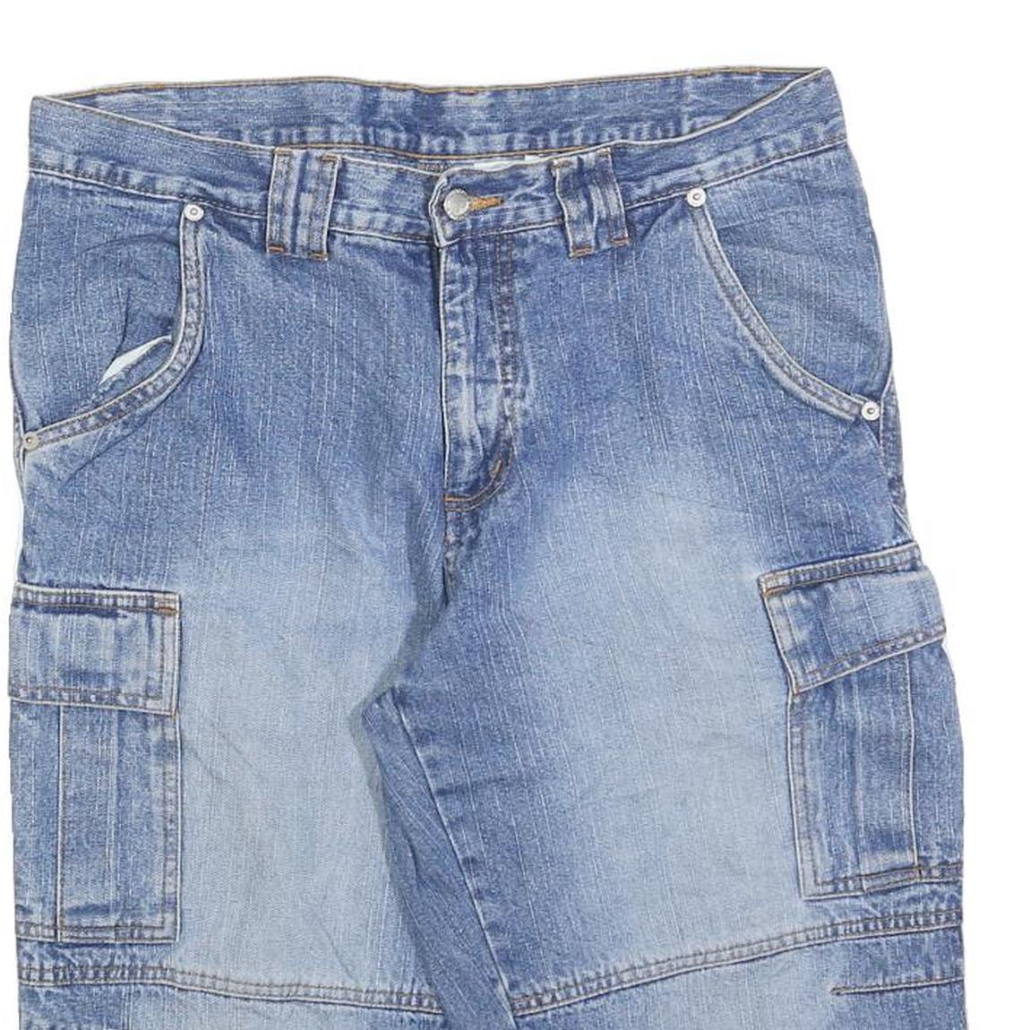Mens Blue Cotton Blend Cargo Shorts M W33 Casual Pocketed Summerwear