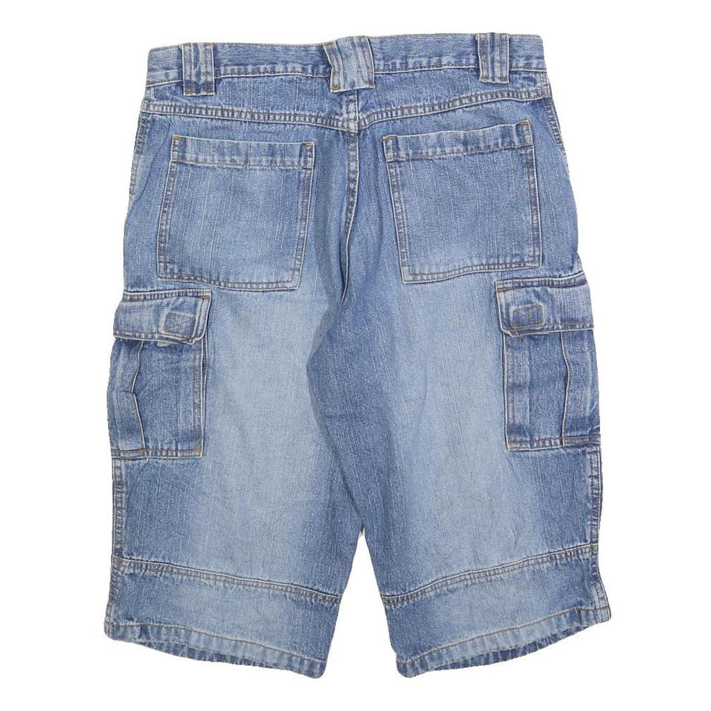 Mens Blue Cotton Blend Cargo Shorts M W33 Casual Pocketed Summerwear
