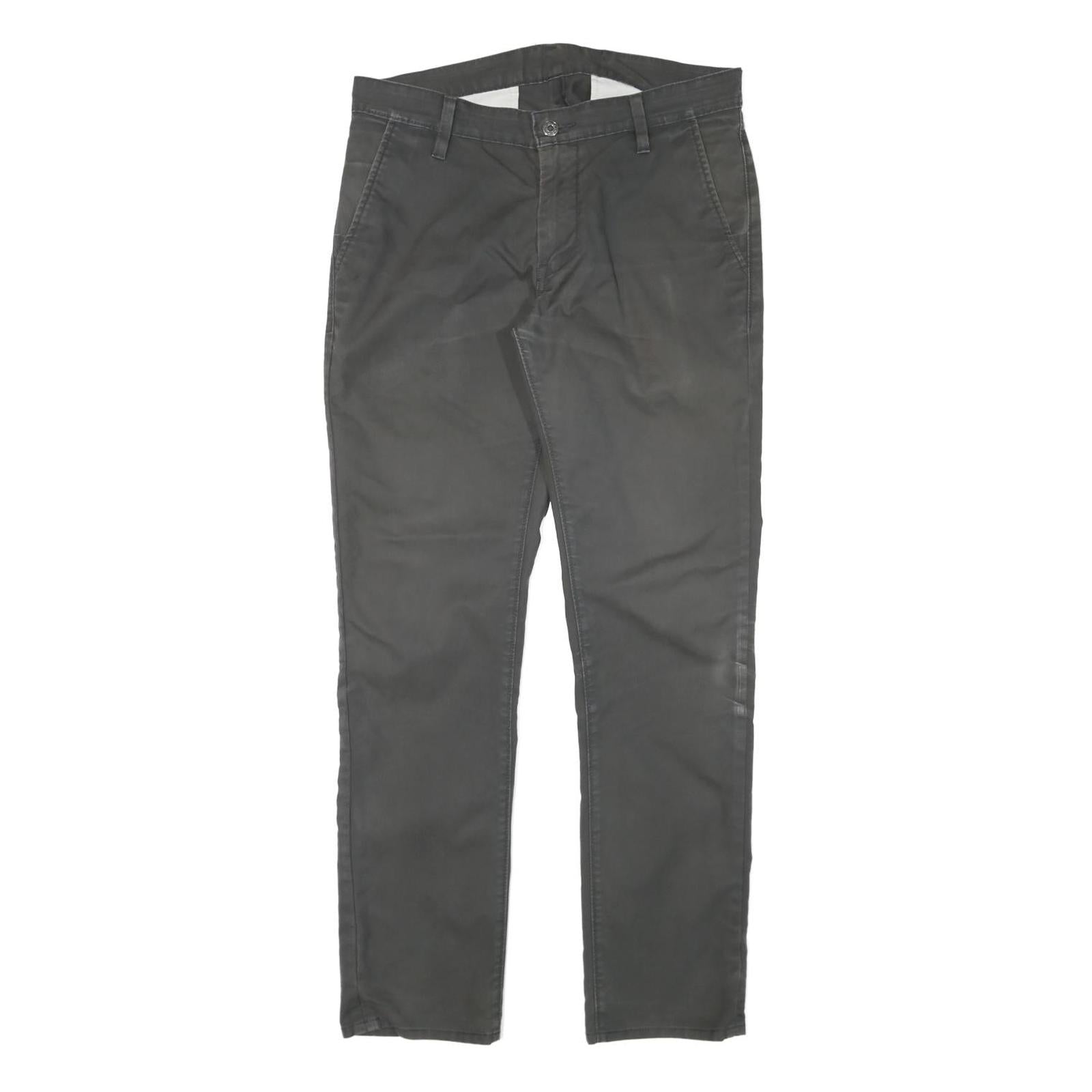 LEVI'S Mens Cotton Blend Grey Slim Straight Trousers W32 L30 Casual Comfort Zip