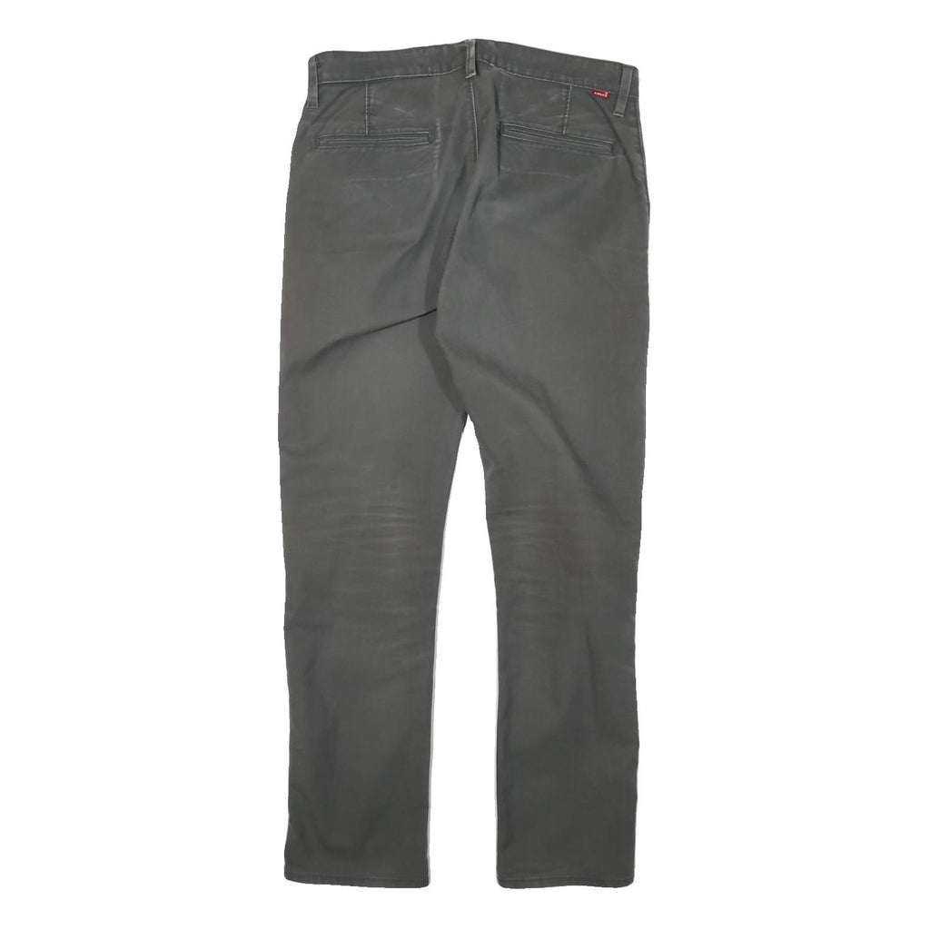 LEVI'S Mens Cotton Blend Grey Slim Straight Trousers W32 L30 Casual Comfort Zip