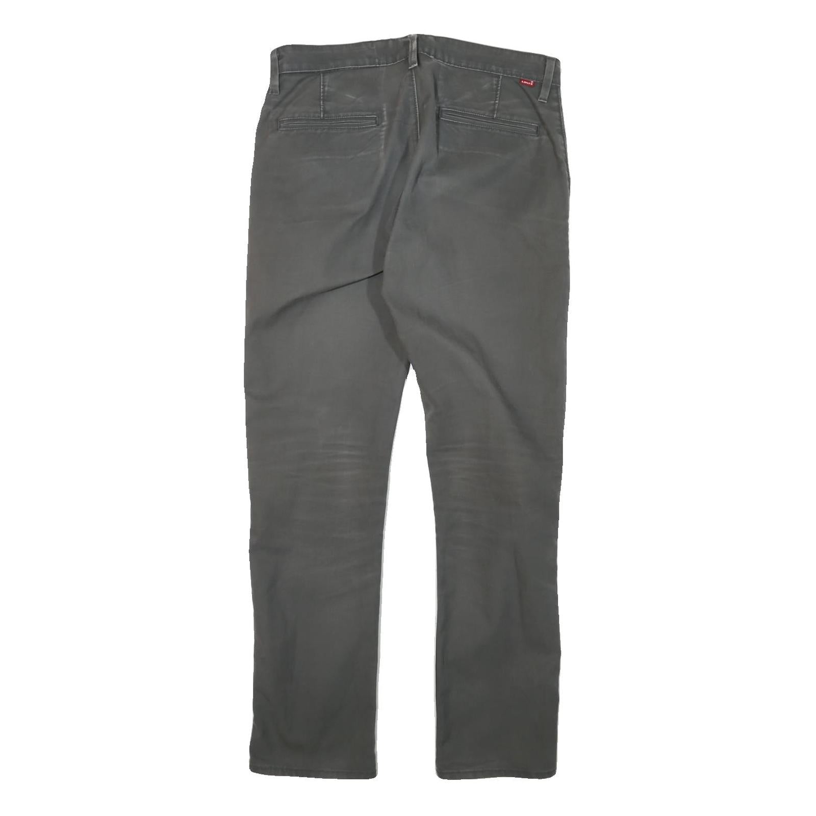 LEVI'S Mens Cotton Blend Grey Slim Straight Trousers W32 L30 Casual Comfort Zip