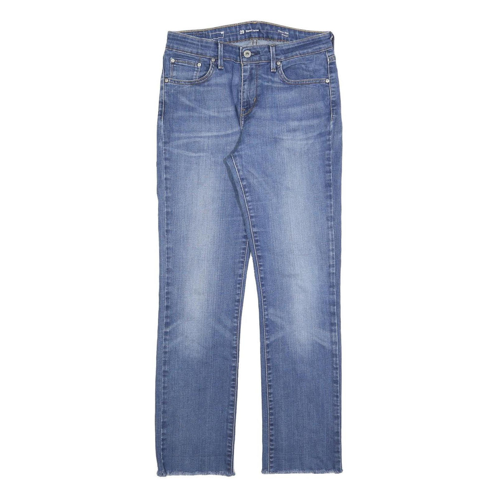 LEVI'S Womens Jeans Blue Slim Straight Denim Light W29 L28 Raw Hem Zip Closure