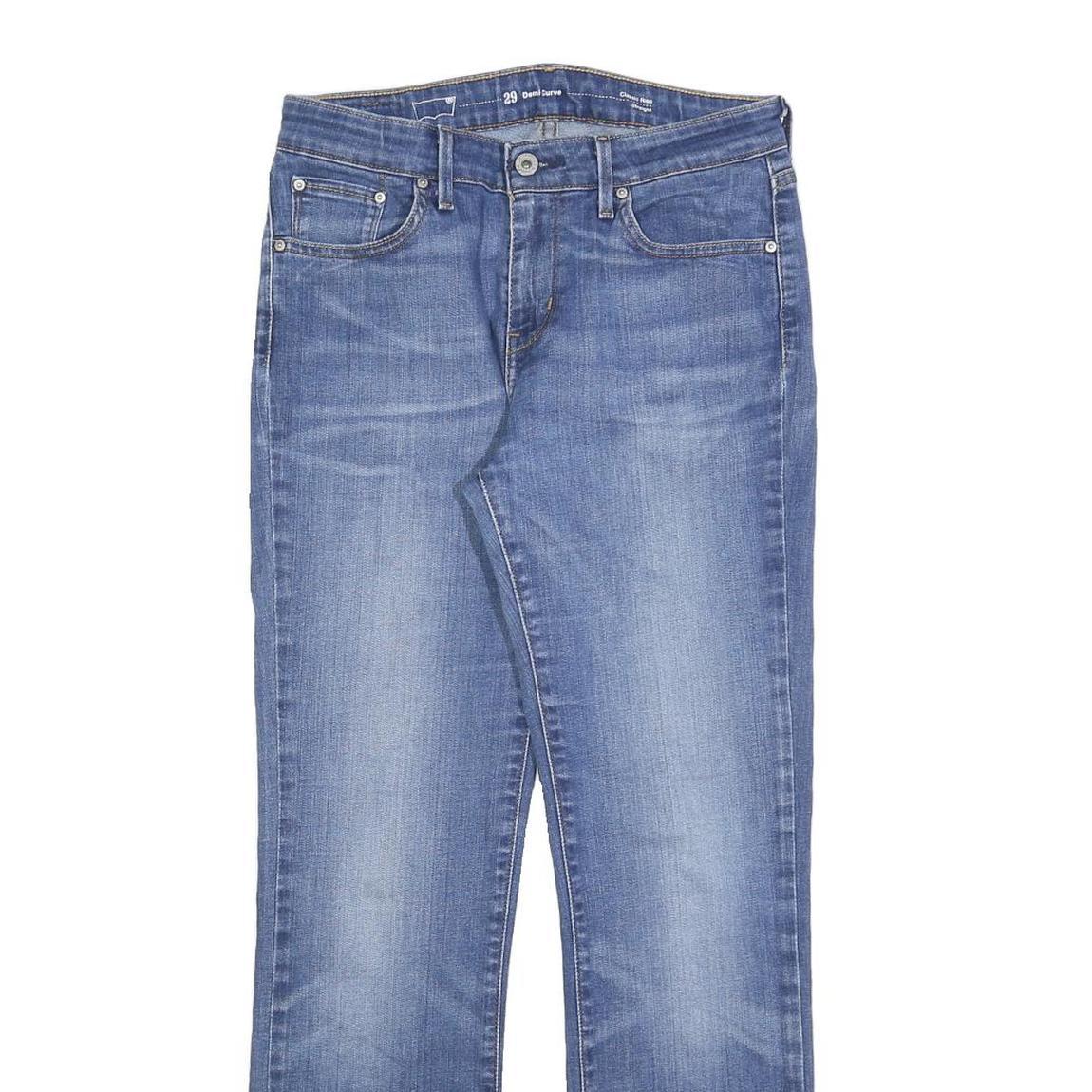 LEVI'S Womens Jeans Blue Slim Straight Denim Light W29 L28 Raw Hem Zip Closure