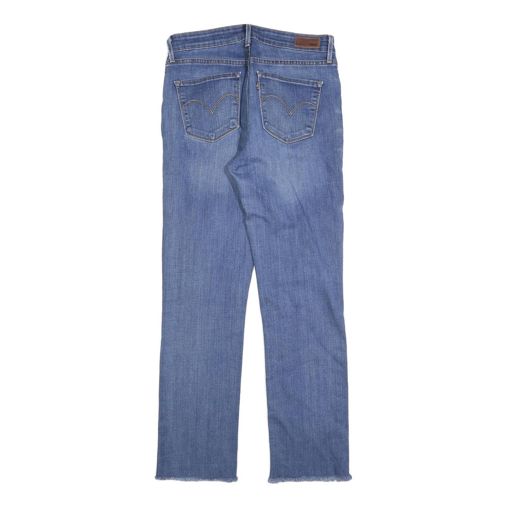 LEVI'S Womens Jeans Blue Slim Straight Denim Light W29 L28 Raw Hem Zip Closure