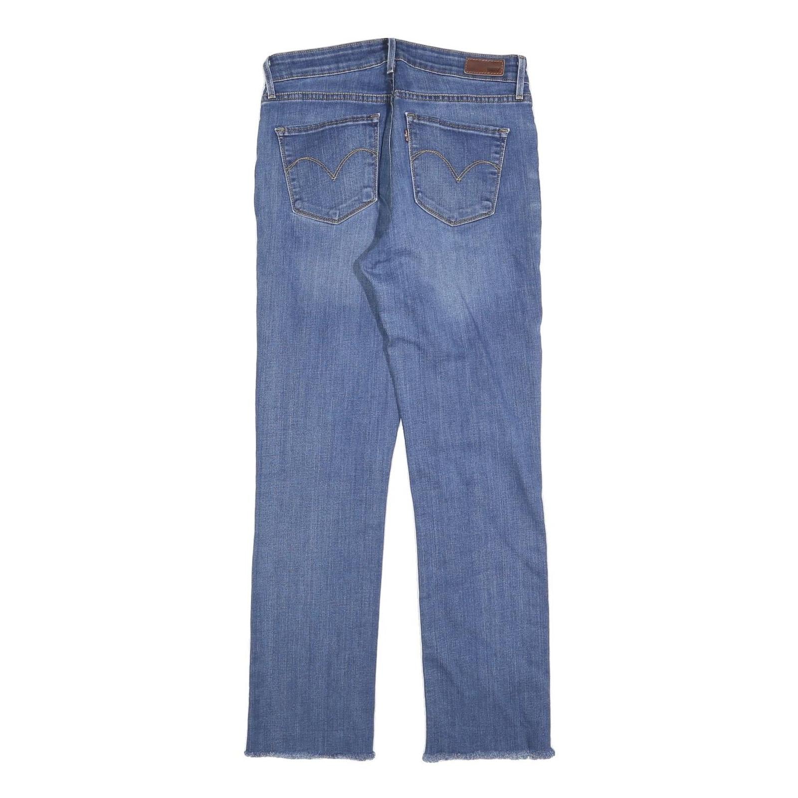 LEVI'S Womens Jeans Blue Slim Straight Denim Light W29 L28 Raw Hem Zip Closure