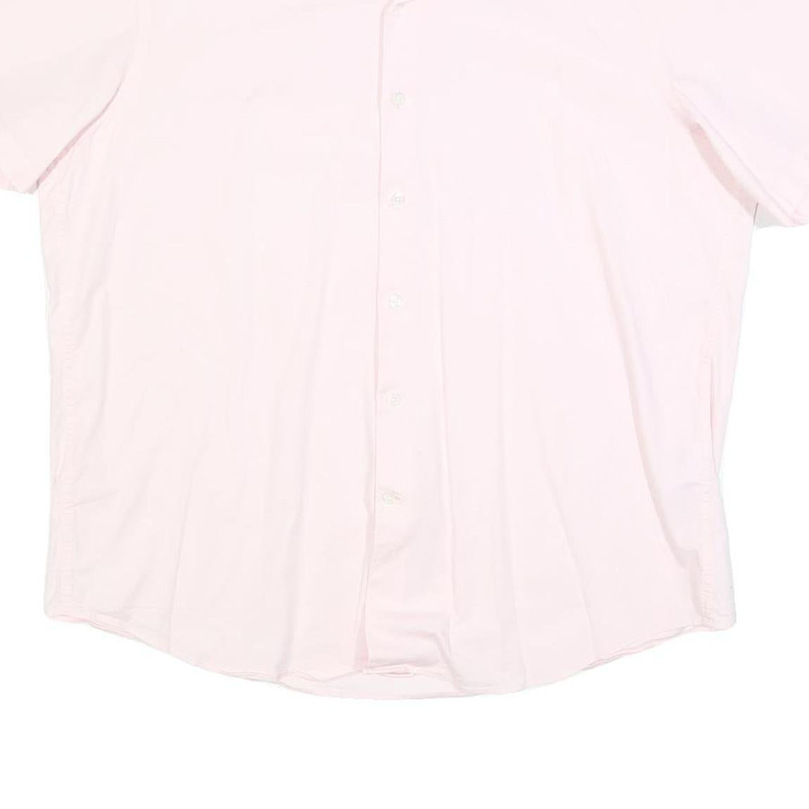 DKNY Mens Pink Plain Shirt XL Cotton Blend Casual Short Sleeve Summer