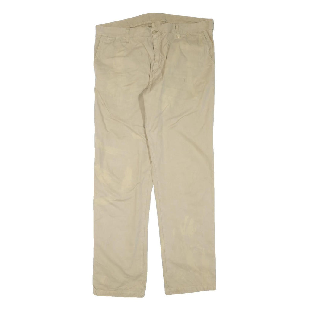 CARHARTT Mens Regular Fit Beige Cotton Blend Trousers W40 L34 Zip Closure