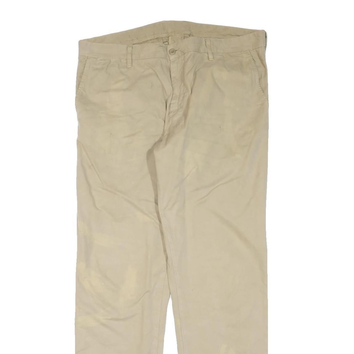 CARHARTT Mens Regular Fit Beige Cotton Blend Trousers W40 L34 Zip Closure