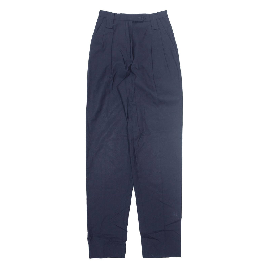 Pleated Womens Trousers Blue Slim Tapered W24 L34