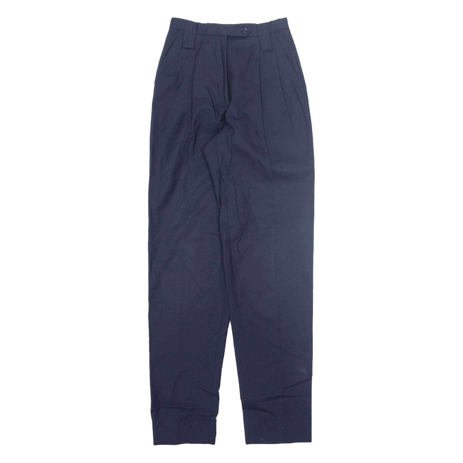 Pleated Womens Trousers Blue Slim Tapered W24 L34