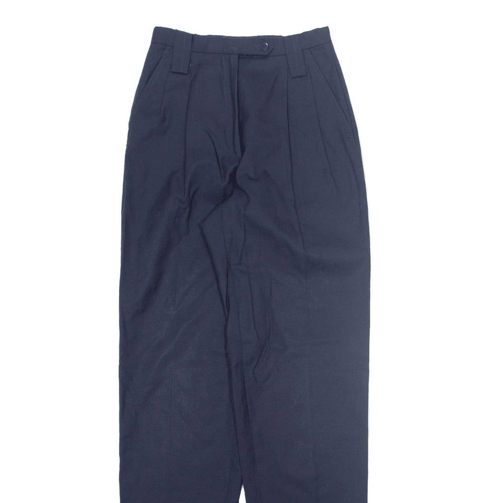 Pleated Womens Trousers Blue Slim Tapered W24 L34