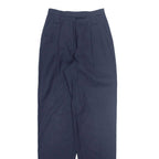 Pleated Womens Trousers Blue Slim Tapered W24 L34
