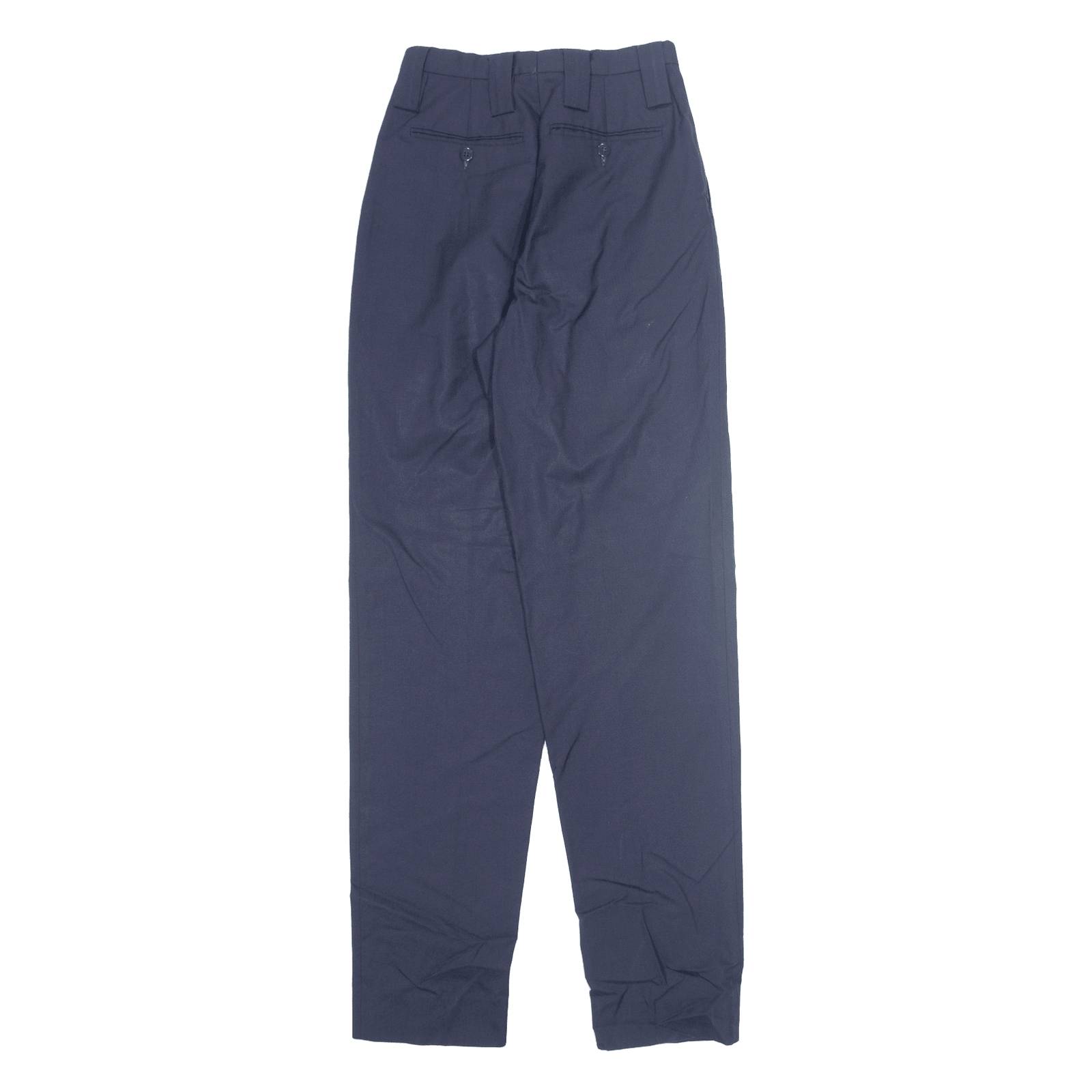 Pleated Womens Trousers Blue Slim Tapered W24 L34