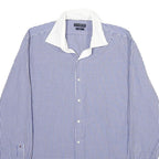 TOMMY HILFIGER Mens Blue & White Checked Shirt L Classic Fit Cotton Button
