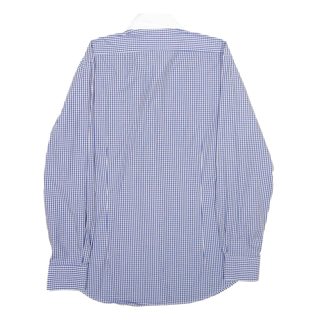TOMMY HILFIGER Mens Blue & White Checked Shirt L Classic Fit Cotton Button