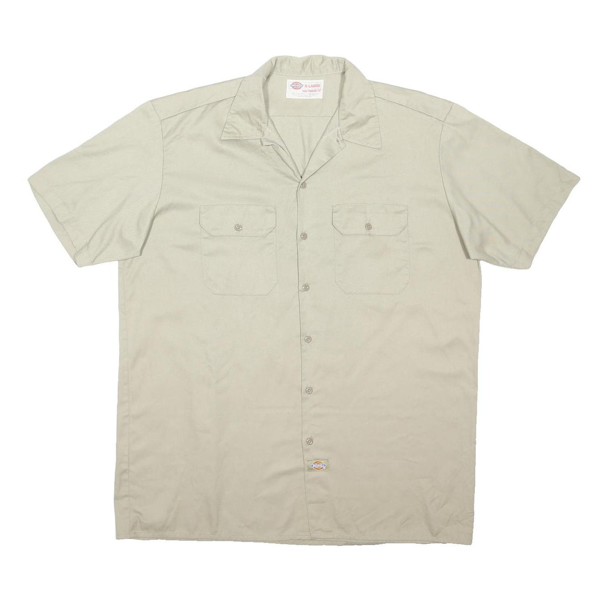 DICKIES Mens Beige Polyester Blend Shirt XL Workwear Button Short Sleeve