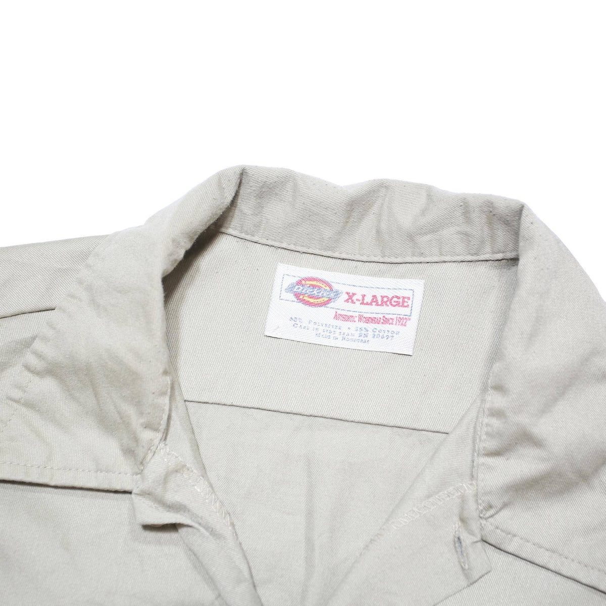 DICKIES Mens Beige Polyester Blend Shirt XL Workwear Button Short Sleeve