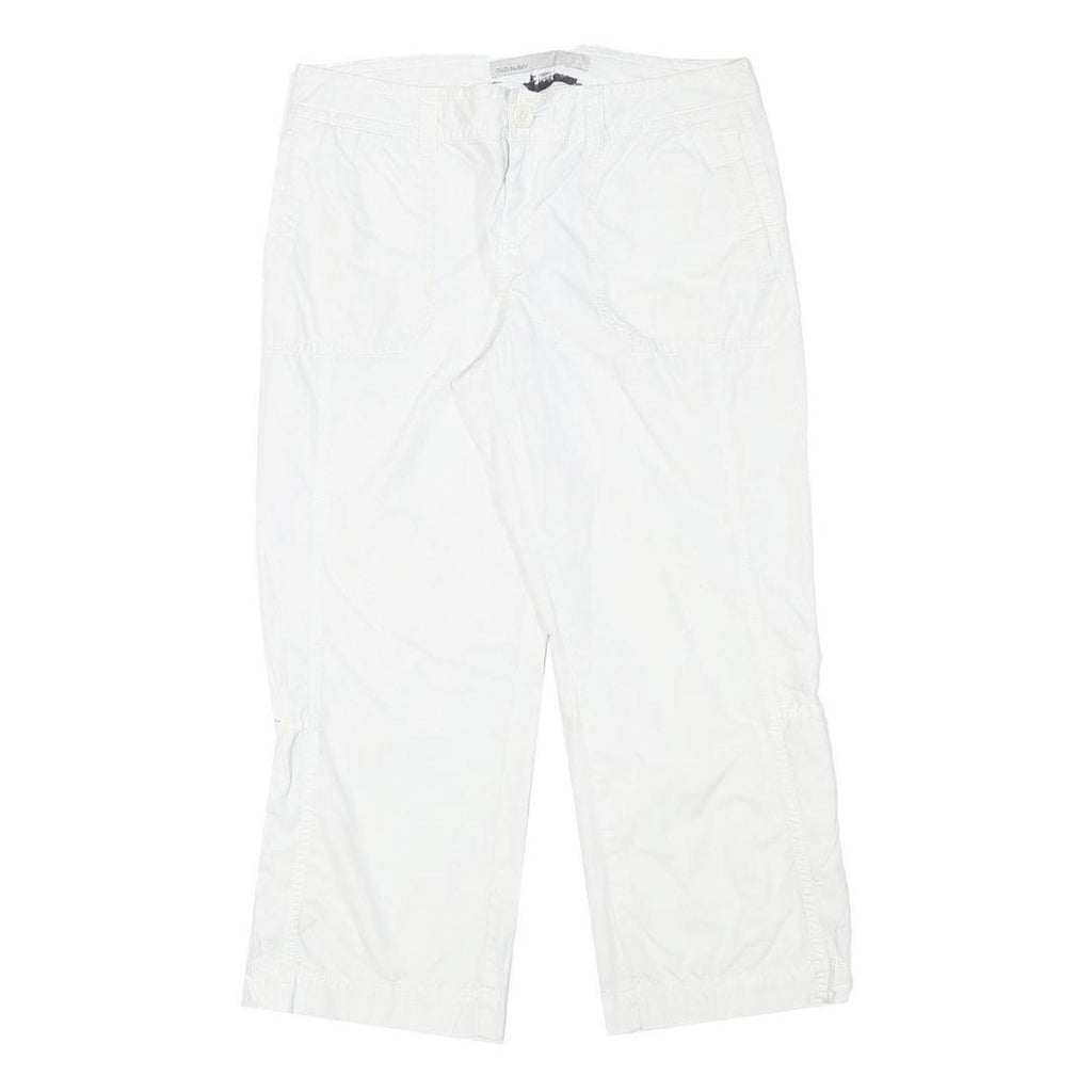OLD NAVY Womens White Casual Cotton Blend Shorts M W30 Summer Elastic Waist
