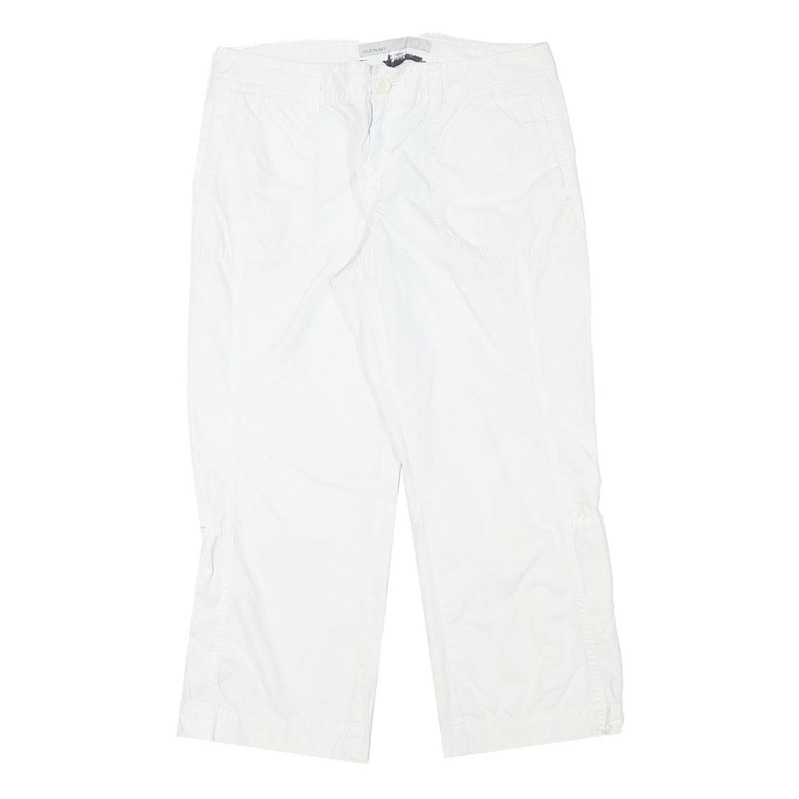 OLD NAVY Womens White Casual Cotton Blend Shorts M W30 Summer Elastic Waist