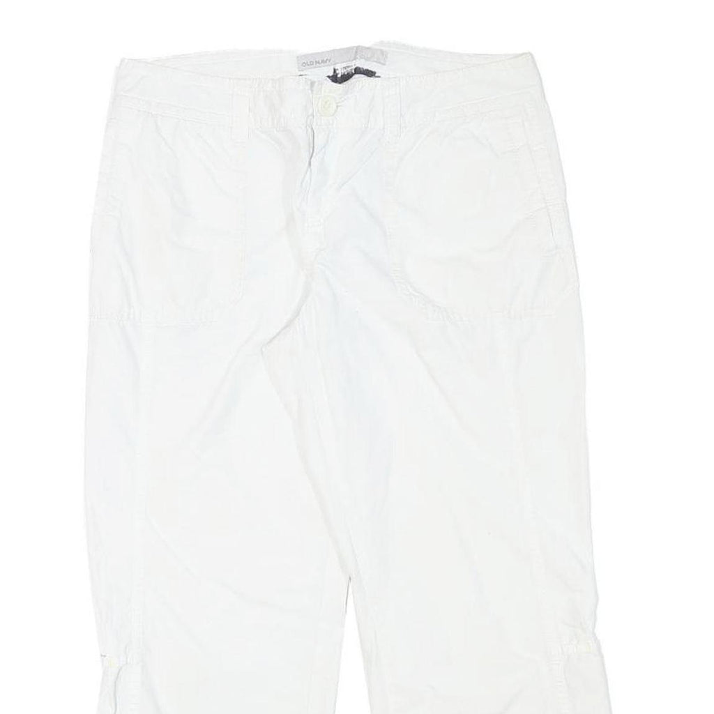 OLD NAVY Womens White Casual Cotton Blend Shorts M W30 Summer Elastic Waist