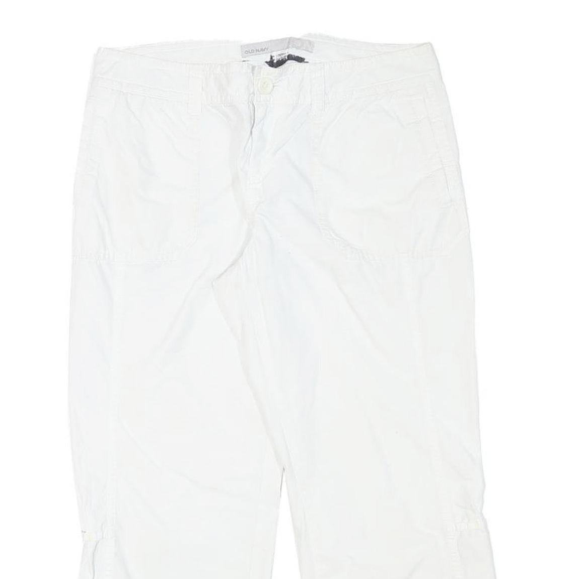 OLD NAVY Womens White Casual Cotton Blend Shorts M W30 Summer Elastic Waist
