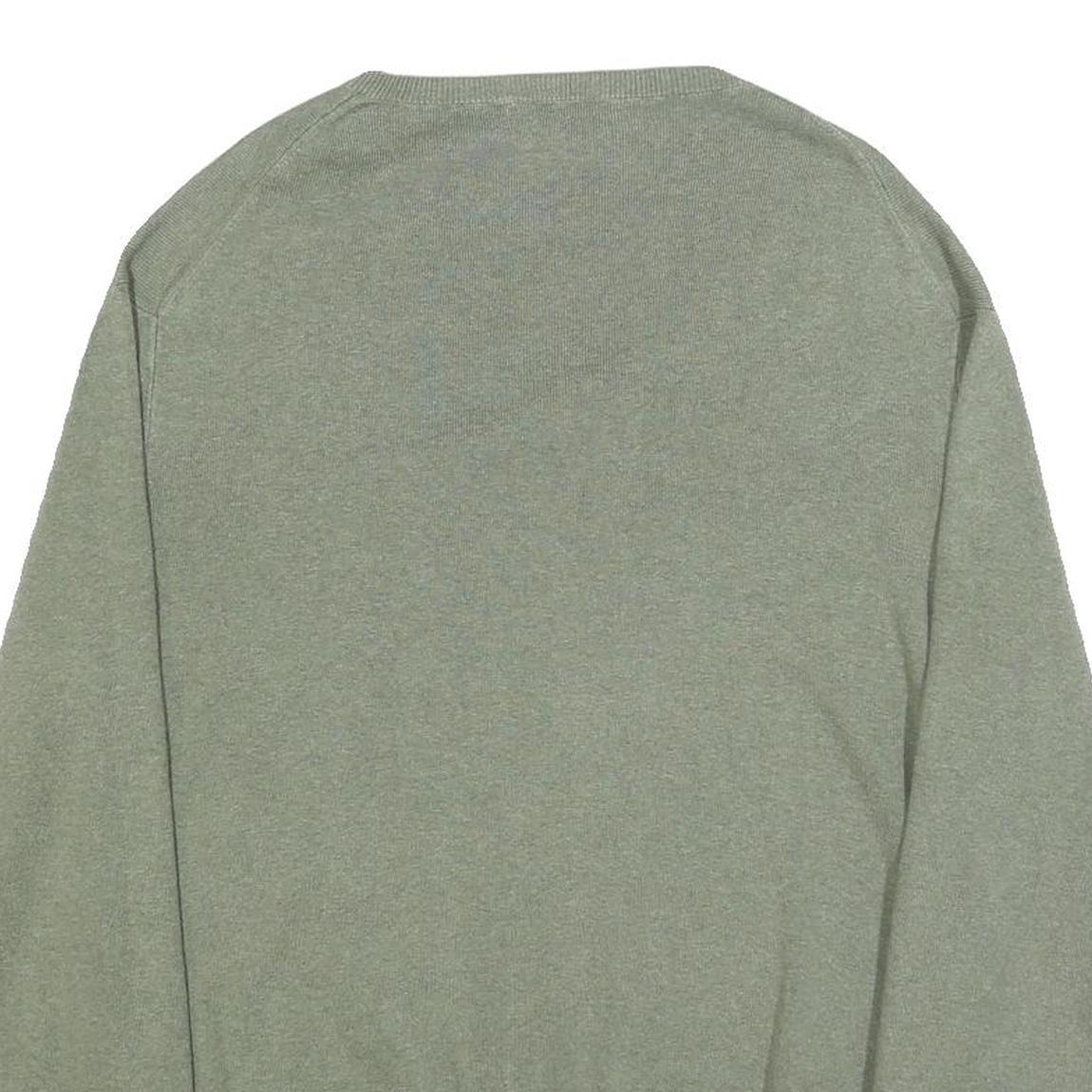 POLO RALPH LAUREN Mens Green Cotton Patterned V-Neck Basic Knit L Jumper