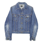 LEE Womens Blue Denim Button Jacket M Cotton Blend Classic Casual Outerwear