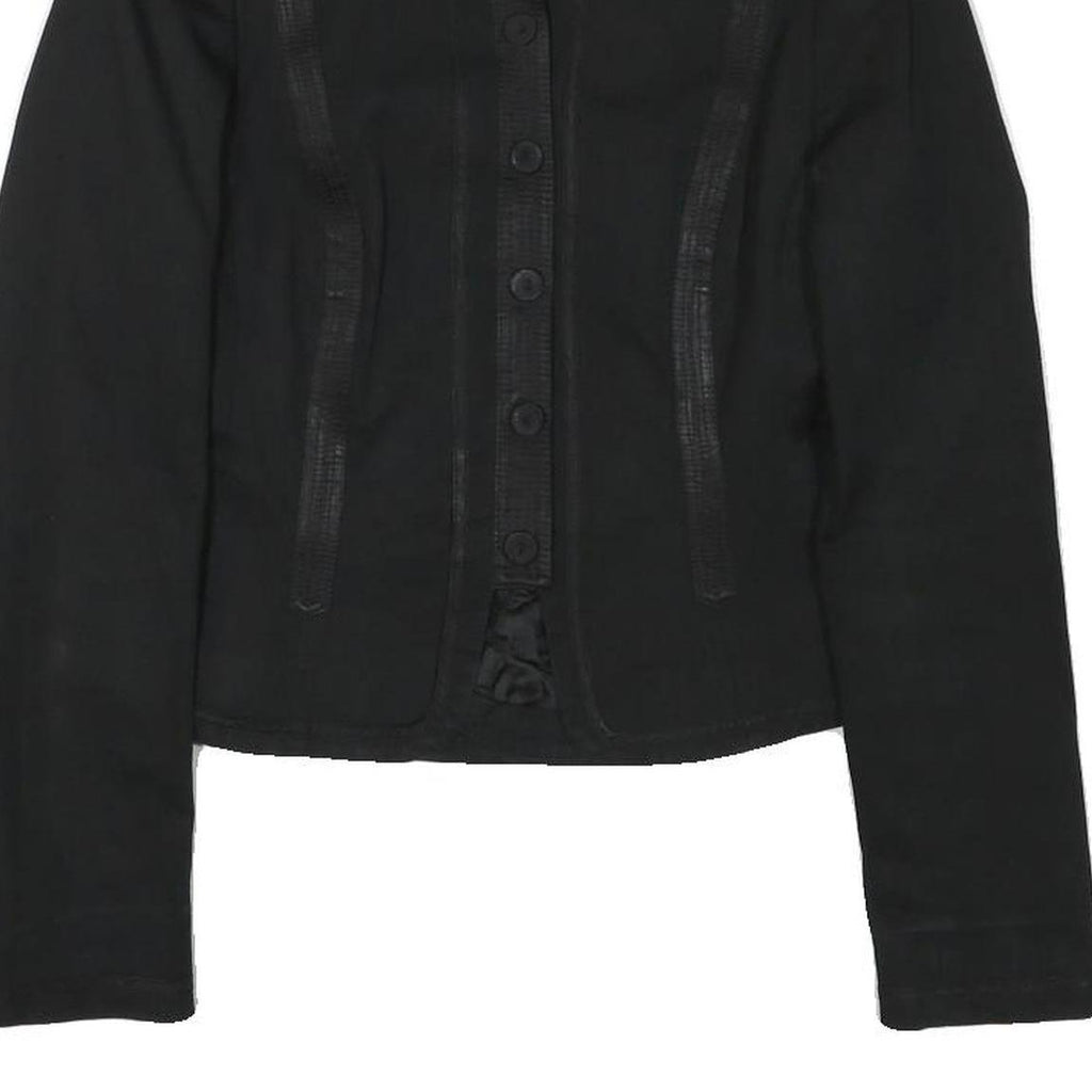 ZARA WOMAN Womens Black Button Cotton Blend Tailored Jacket M Plain Stylish