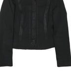 ZARA WOMAN Womens Black Button Cotton Blend Tailored Jacket M Plain Stylish