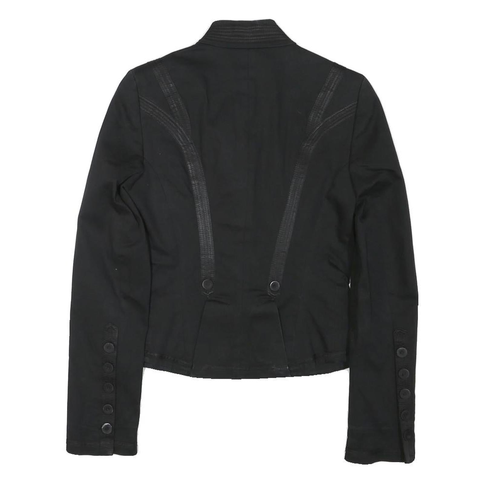 ZARA WOMAN Womens Black Button Cotton Blend Tailored Jacket M Plain Stylish