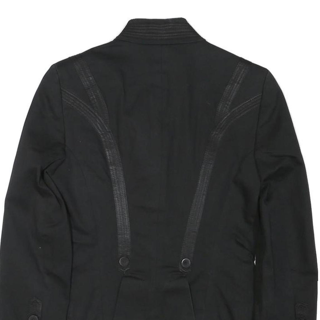 ZARA WOMAN Womens Black Button Cotton Blend Tailored Jacket M Plain Stylish