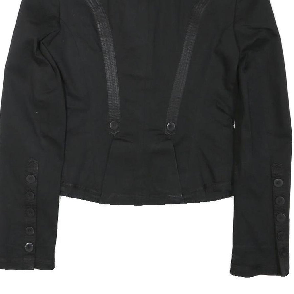 ZARA WOMAN Womens Black Button Cotton Blend Tailored Jacket M Plain Stylish